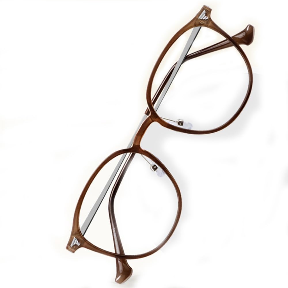 OPOLDBDMAC Brown Large Reading Glasses Round Progressive Multifocus Sunglasses Photochromic Magnifying Readers Ladies Stylish(2.0x)