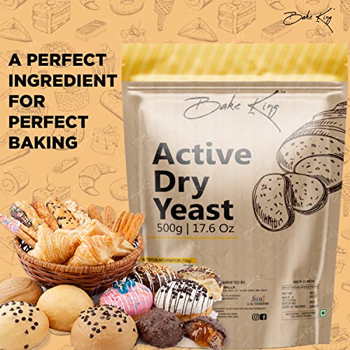 Image of BAKE KING Baker's Instant Yeast 500grm | Active Dry Yeast Powder for Baking Bread, Cake, Pizza and Cake
