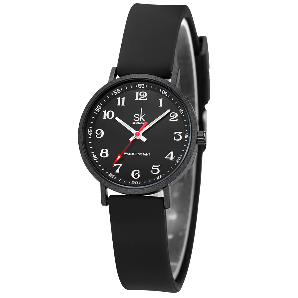SHENGKE SK Deportes Reloj de Mujer ultradelgado de Moda para Profesionales médicos, Enfermeras, médicos, Estudiantes, Reloj con Esfera de fácil Lectura, Correa de Silicona Colorida