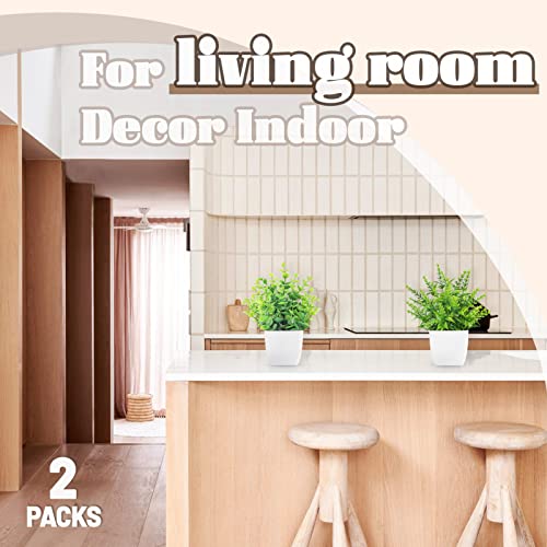 Zjia 2 Packs Small Fake Plants Artificial Greenery Plants In Pots For Home Bedroom Bathroom Farmhouse Kitchen Decor Indoor #TOP5