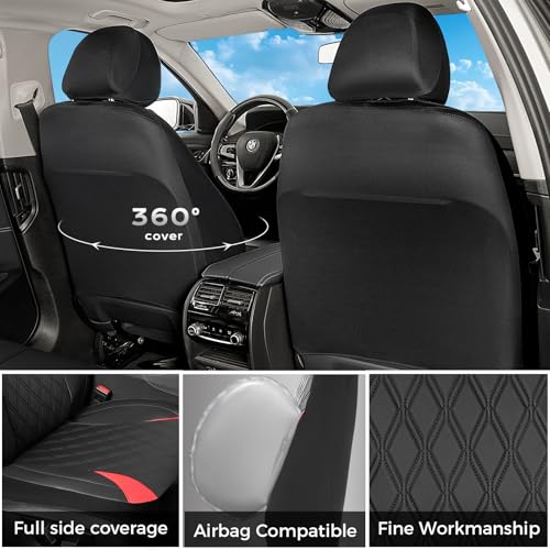 Image of FLORICH Seat Covers Full Set, Leather Seat Covers for Cars, Waterproof Car Seat Protector Breathable, Front and Rear Seat Covers for Cars, Automotive Seat Covers Universal Fit for Most Car SUV Truck