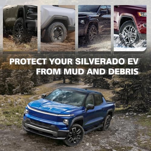 Image of BestEvMod Rear Mud Flaps Splash Guards Compatible with Chevrolet Silverado EV 2026 2025 2024 Accessories Fender Dirt Protection Winter Sediment Dirt Protection No Need to Drill Set of 2 Rear Only