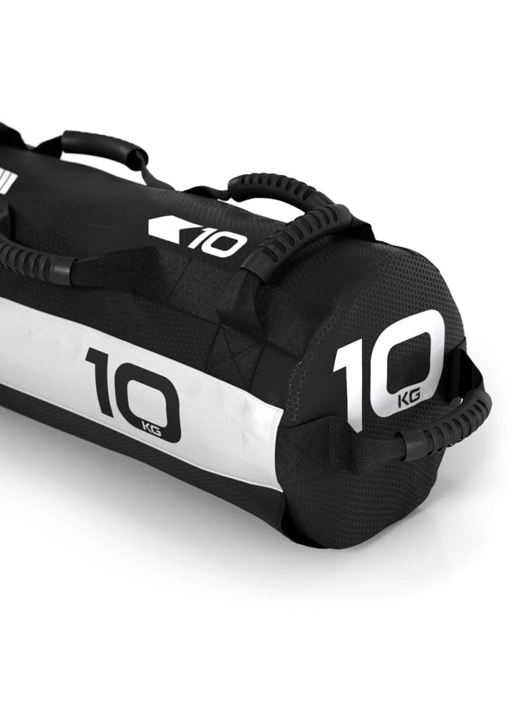 Atletica Worek na piasek 10 kg, worek do treningu funkcjonalnego całego ciała, wytrzymały nylon Cordura, 7 uchwytów