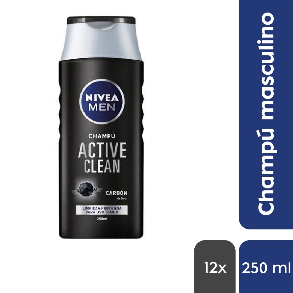 Nivea Men Shampoo Active Clean - Package of 12 x 250 ml - Total: 3 L, 1 count (Pack of 12) - Image 2