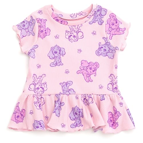 Image of Paw Patrol Ribbed Peplum T-Shirt and Shorts Outfit Set Newborn to Little Kid Sizes (0-3 Months - 7-8)