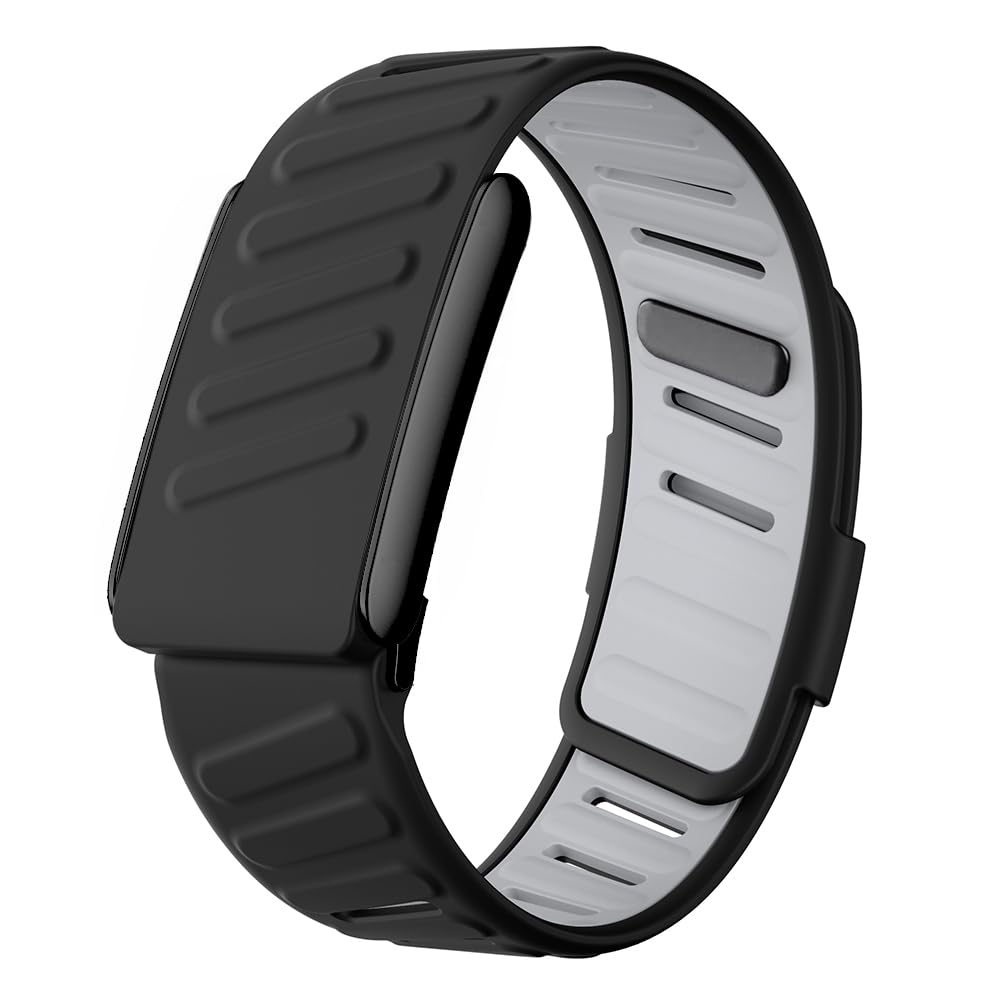 VeveXiao Rugged Comfort Silicone Wristband Compatible with WHOOP 5 | Whoop MG Bands, Durable Soft Silicone Sports Loop Strap for Men Women with Metal Frame Connector (Black Gray, Whoop 5.0 MG/Life)
