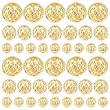 3 Größe Runde Perlen: Die 60 goldenen Perlen sind in 3 Größen erhältlich - Durchmesser 4 mm, 6 mm und 8 mm; Jede größe 20 stück; Können als lose Perlen und Abstandsperlen bei der Schmuckherstellung und bei DIY-Bastelprojekten verwendet werden.