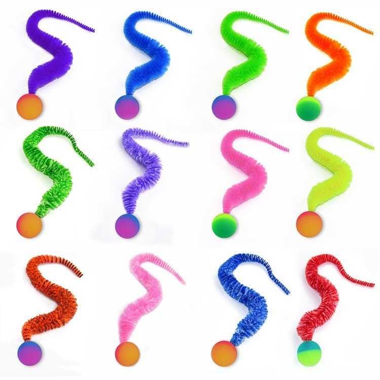 LBAAUX 10 Cat Twisting Bouncy Balls, Self-Hey Anti-Boredom Toys, Worm-Shaped Funny Cat Sticks, Pet Indoor Interactive Toys.