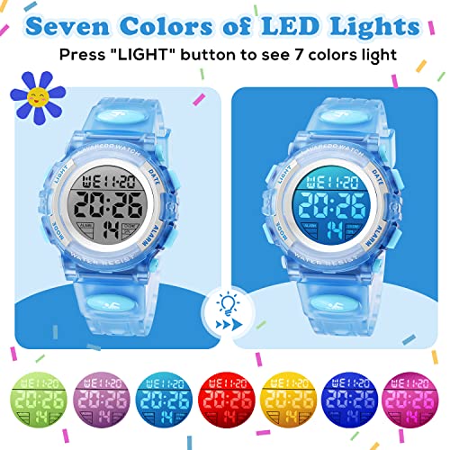 Image of Kids Watch,Boys Watch for 3-15 Year Old Boys,Digital Sport Outdoor Multifunctional Chronograph LED 50 M Waterproof Alarm Calendar Analog Watch for Children with Silicone Band,Kids Gift