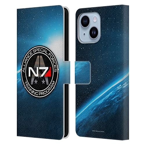 Coque iPhone 14 Plus Mass Effect N7 étui portefeuille pour les passionnés
