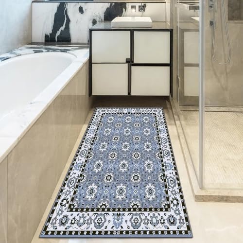 Alfombra de pasillo azul lavable ideal para proteger el suelo de la cocina y el dormitorio 5