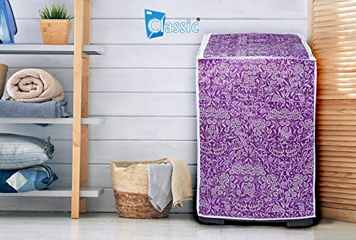 Image of Classic Top Load Washing Machine Cover Suitable for IFB Back Panel 7 Kg, 7.5 Kg, 8 Kg, 8.5 Kg, 9 Kg (60cmsX60cmsX90cms, Purple Flower)