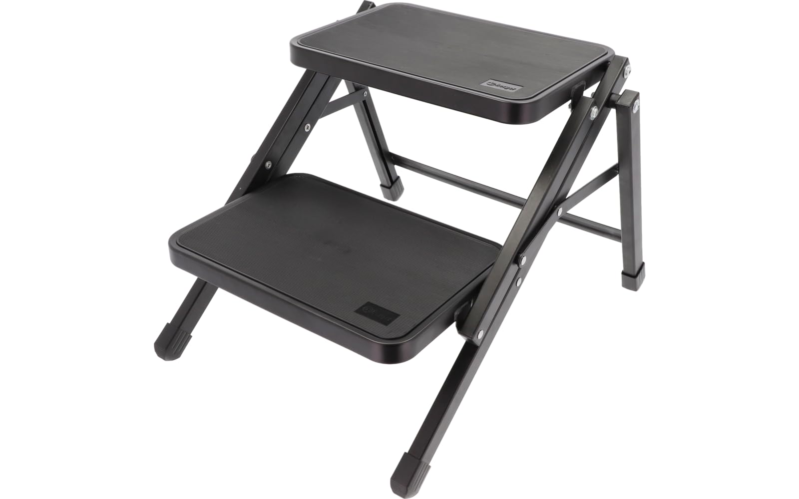 BERGER Blackline Klapptritt faltbar I Doppeltrittstufe bis 150 kg I Kleine Leiter Trittleiter für Camping I 2 Stufen Tritt klappbar I Tritthocker Stabil & Kompakt für Haushalt & Camping