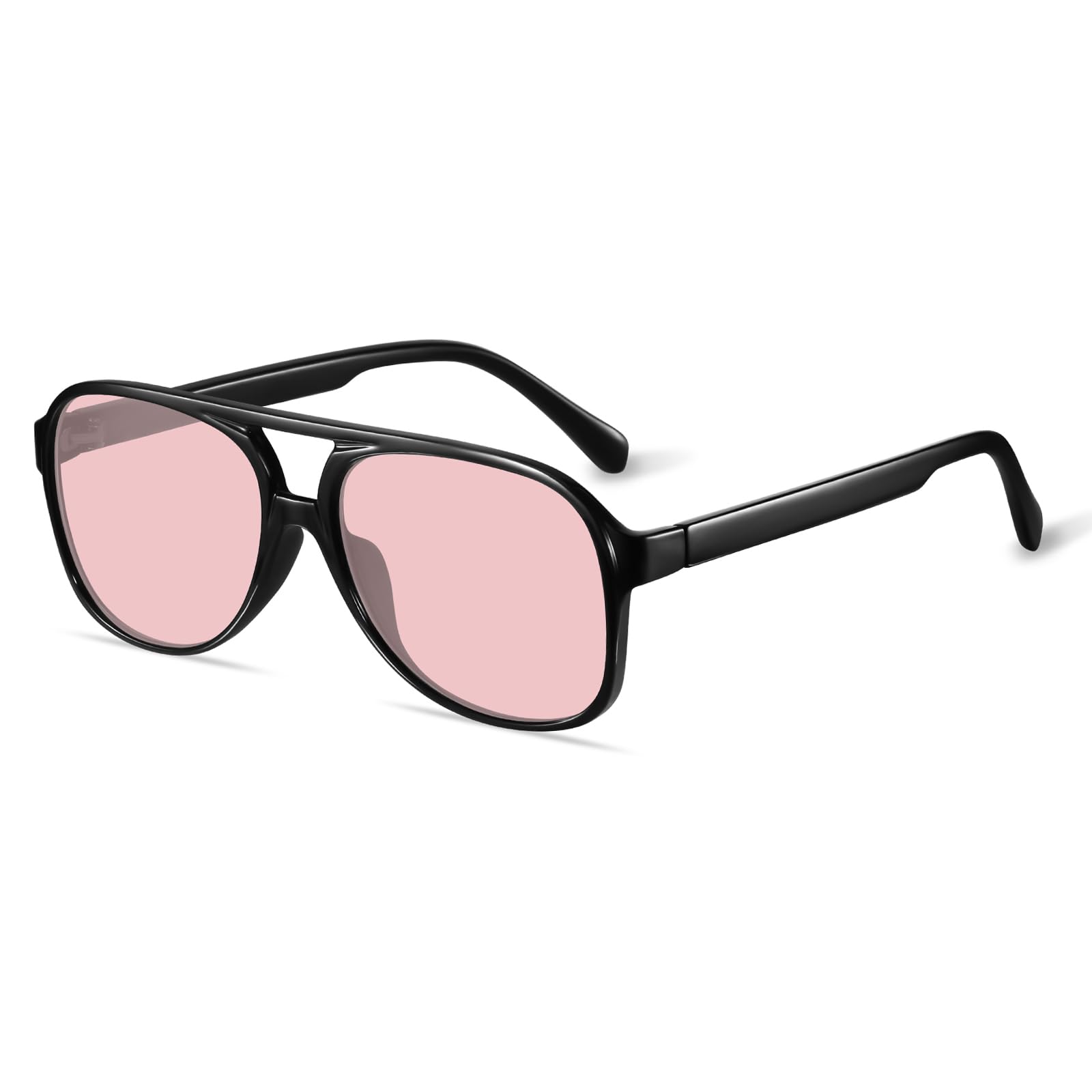 YDAOWKN Retro Aviator Sunglasses for Women Mens Large Frame Classic Vintage 70s Sun Glasses Aviators 1 Black/Pink 60 Millimeters