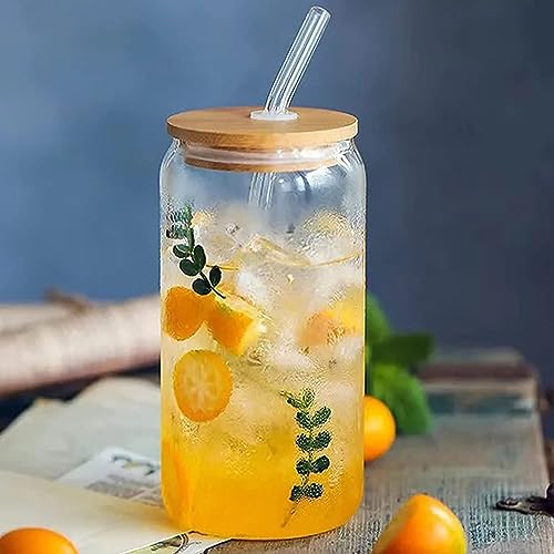 2 copos de água em forma de lata 16 onças com canudo de vidro com pincel copos em forma de lata de c