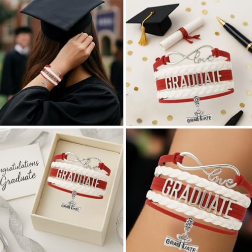 Image of Infinity Collection Graduation Bracelet Gift Graduate Jewelry for Her, Class of 2026 Keepsake, Adjustable Charm Bracelet for Women & Girls