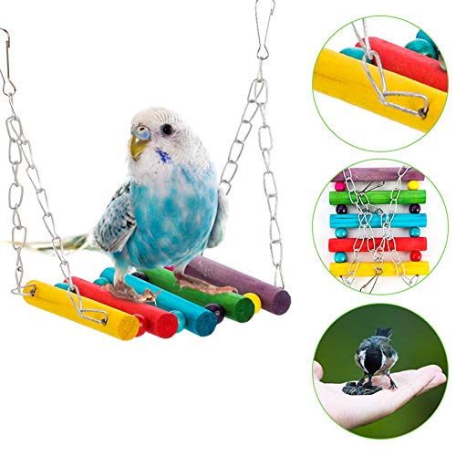 Inscape Data 8 Pack Bird Toys, Parrots Swing Chewing Hanging Toys Bird Perch Stand Toy Birds Cage Toys for Small Birds, Parakeets, Cockatiels, Budgie, Conures, Love Birds, Finches - Thumbnail 6
