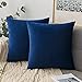 Comvi Navy Kissen mit Bezügen im 2er Set - (2 Kissenbezüge, 2 Kissenbezüge) Kissen & Zubehör - Samtkissen mit Kissenpolster - Kissen blau 45cm x 45cm - Kissen marineblau
