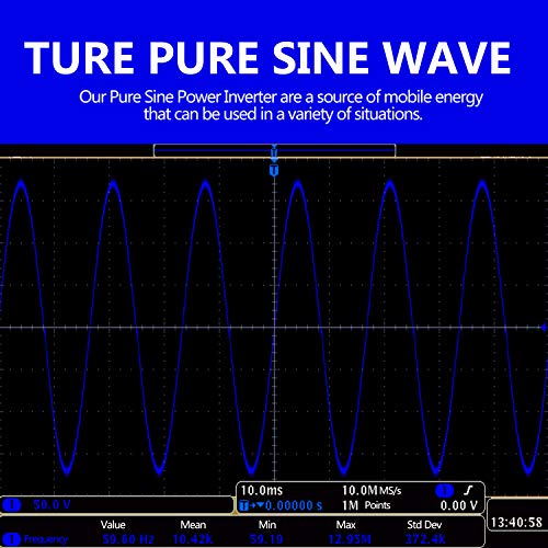 Pure Sine Wave Power Inverter 2000Watt car Converter DC 12V to 120V AC with 2 AC Outlets 2x2.4A USB Ports Remote Control and LCD Display by VOLTWORKS (12VBlue)