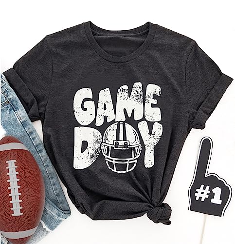 Game Day Football Shirt for Women Football Mom Tshirt Funny Short Sleeve Sunday Tee Top