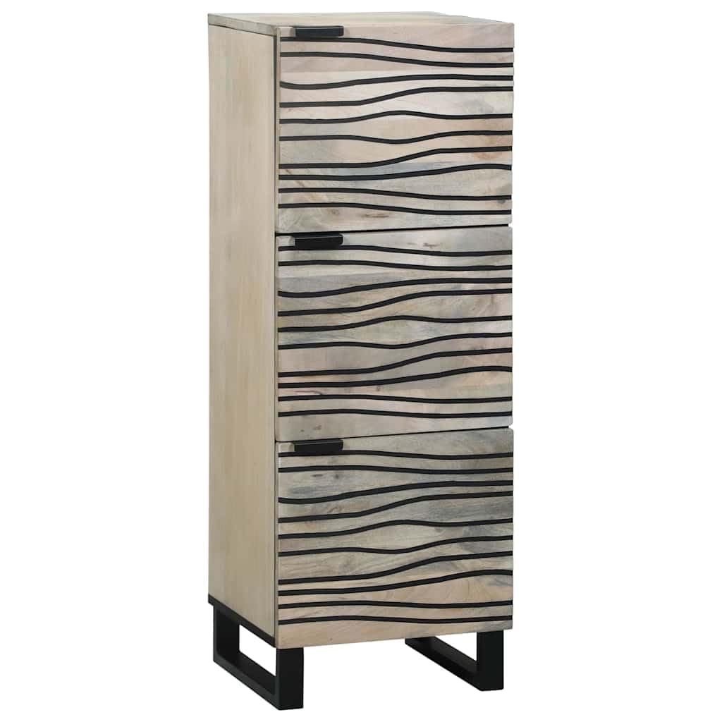 Aparador blanco 40 x 33 x 110 cm de madera maciza de mango con 3 puertas, armario de almacenamiento moderno para salón, pasillo, dormitorio, cocina, buffet