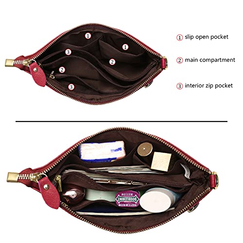 Image of Uromee Wristlet Wallet Clutch Purses for Women Genuine Leather Crossbody Bag Handbag with Detachable Shoulder Chain