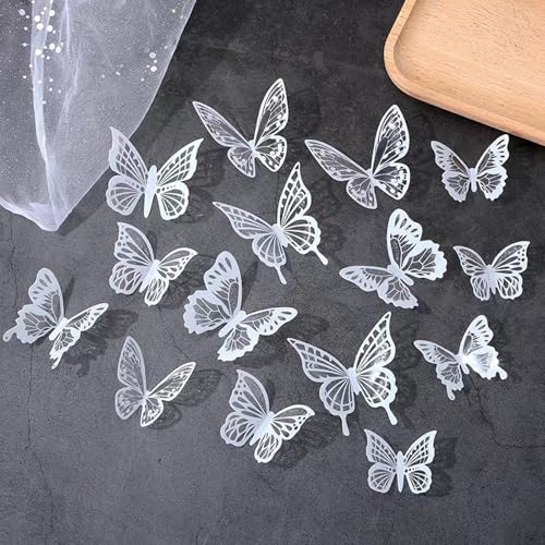 Monsully 36 Pièces 3D Papillon Stickers Muraux Décoration, Papillon de Jardin en Métal d'art Mural Extérieur Pour Stickers Muraux, Ornements Chambre...