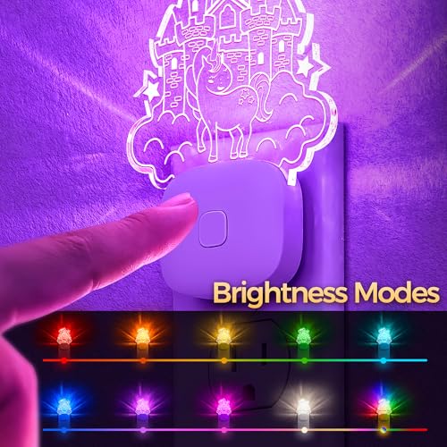 Image of DORESshop Cute Night Light for Kids [2 Pack], Night Lights Plug Into Wall, Acrylic Carved Castle 8 Color Changing Baby NightLight with Dusk to Dawn Sensor, LED Night Lights for Children Girls Bedroom