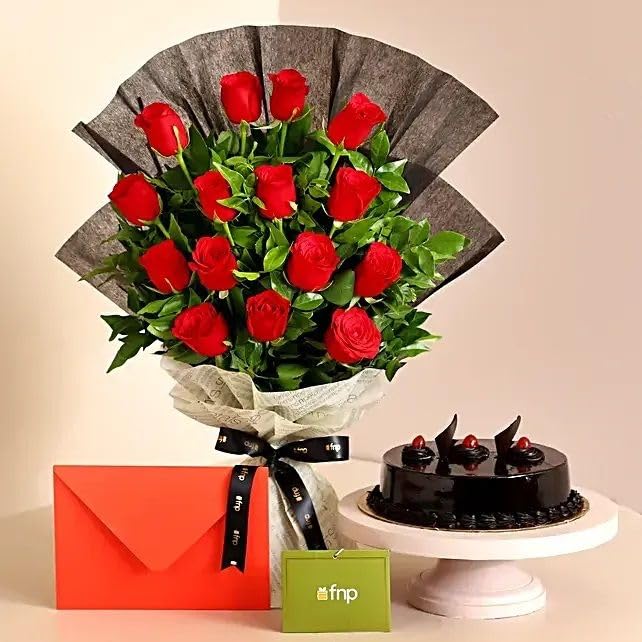 Fnp Luxury Red Roses Bouquet N Truffle Cake-picture-23