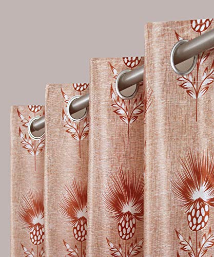 Image of Queenzliving Secret Linen Curtain, Door 7 feet- Pack of 2, Dark Orange
