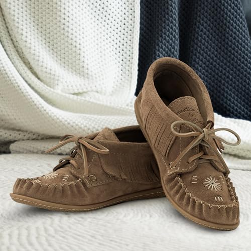 Image of Laurentian Chief Moccasins Women Ankle Boot - Stylish Ankle Boots with Inca Embroidery, Comfortable Insole, Durable Rubber Sole, Made in Canada
