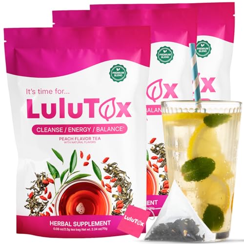 LULUTOX Tee zum Abnehmen – Natürliche Kräutermischung mit Löwenzahn, Ginseng & Ingwer – Unterstützt Abnehmziele, Verdauung, Blähungen & Wohlbefinden in den Wechseljahren – Vegan (84 Teebeutel)
