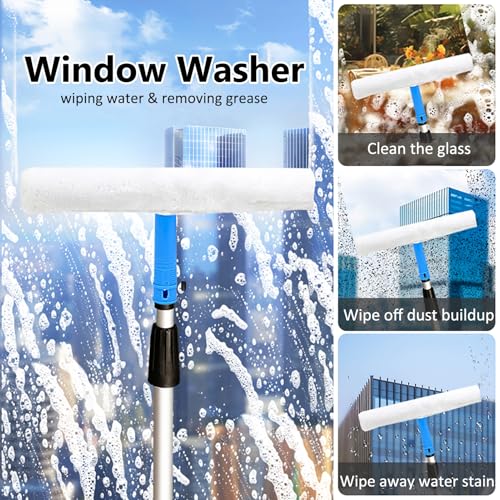 Escobilla de limpieza de cristales de ventana y ducha con mango largo y paño de repuesto para resultados eficaces sin rayas