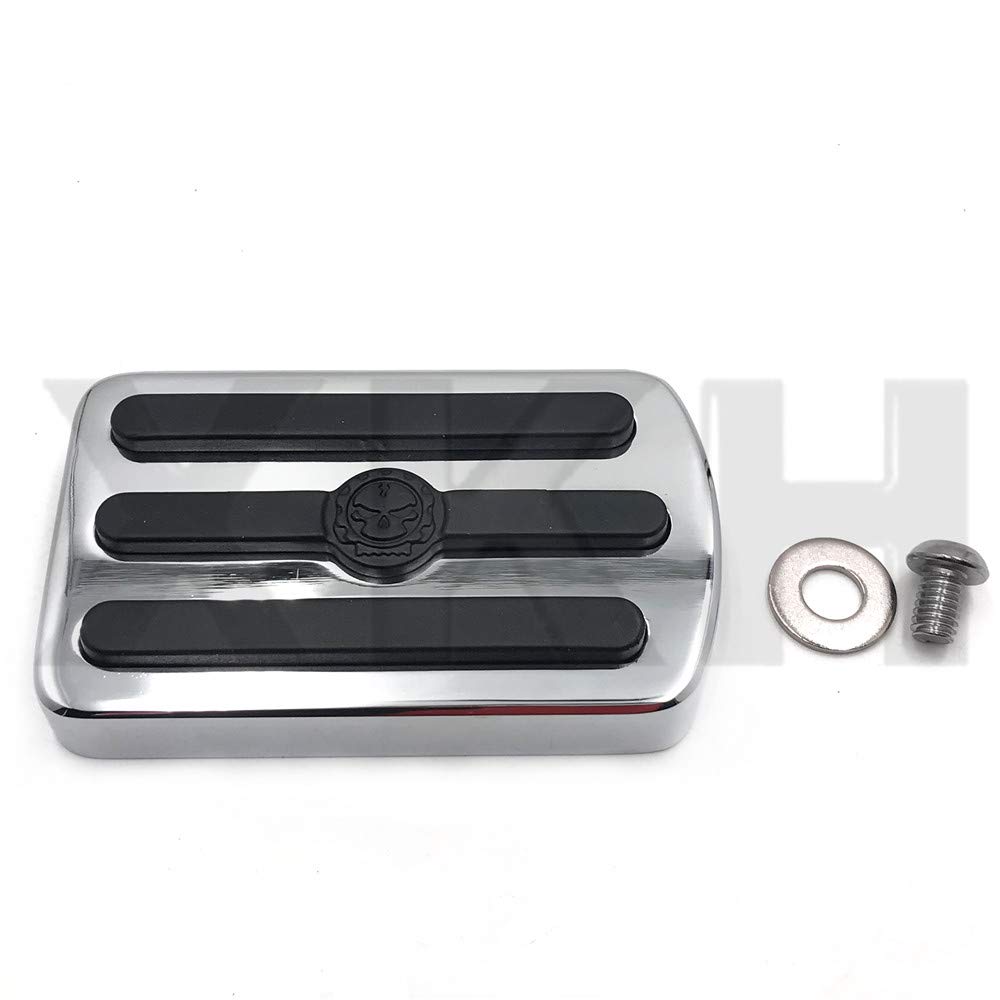 XKH- Chrome Skull Large Brake Pedal Pad Compatible with Harley Davidson '12-later Dyna FLD, 86-later FL Softail and '80-later Touring models(V Rod Muscle/Tri Glide/SuperLow) [B01KNX9ZTK]