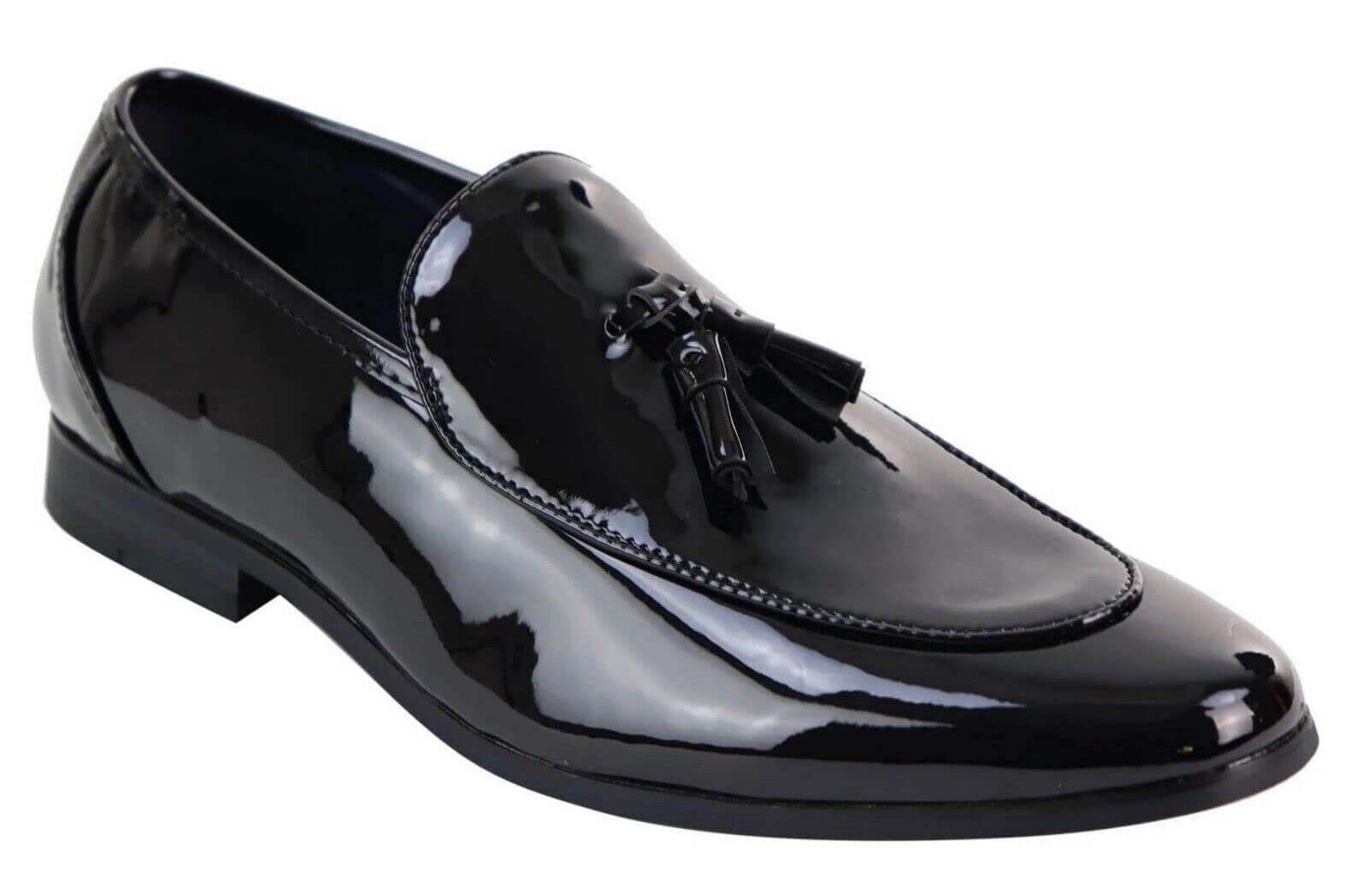 Mocassini da Uomo in Pelle Verniciata Nera con Nappa ClassicI Eleganti Slip On