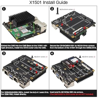 Geekworm X1501 CM5 IO Carrier Board for Raspberry Pi Compute Module 5 Support Dual M.2 NVMe SSD|1GbE + 2.5GbE Ethernet Ports