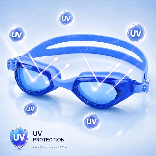 Image of Zest 4 Toyz Swimming Goggles for Kids and Adults with Adjustable Strap Anti-Fog UV Protection Lens Air Tight Comfortable Silicone Frame for Swimming Pool - Blue