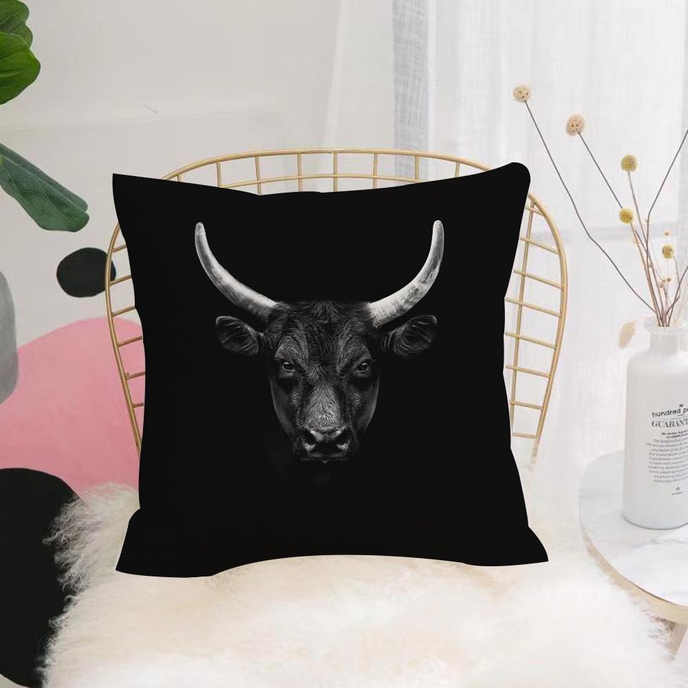 HYOSXW Cushion Cover,Throw Pillow Case Home Decorative for Living Room Bedroom Sofa Chair 16X16 Inch,black camargue bull face portrait isolated on white background,Pillowcase 40X40cm