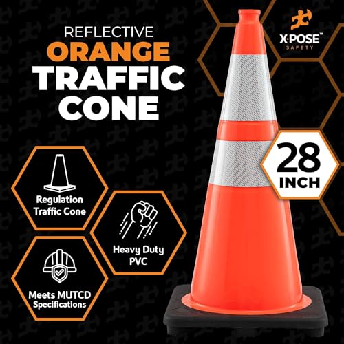 Image of Xpose Safety 28 inch Orange Traffic Cones, Bulk Half Pallet 150-Pack