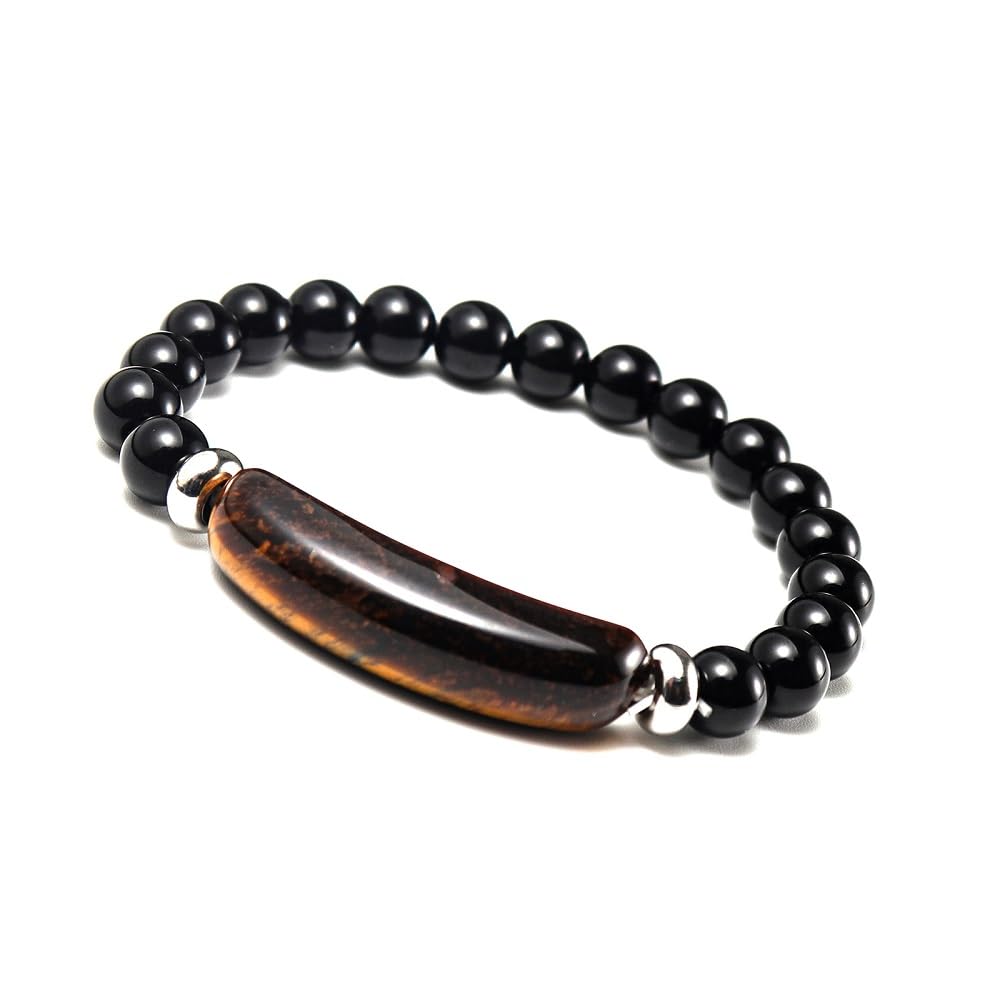 Pulseras unisex de piedra con dije de gema natural, pulsera elástica con dije de corazón de energía de cristal y ojo de tigre de 8 mm, pulsera hecha a mano con joyería de piedra para meditación, pul