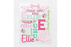 Personalized Baby Girl Blanket with Name and Custom Floral Design