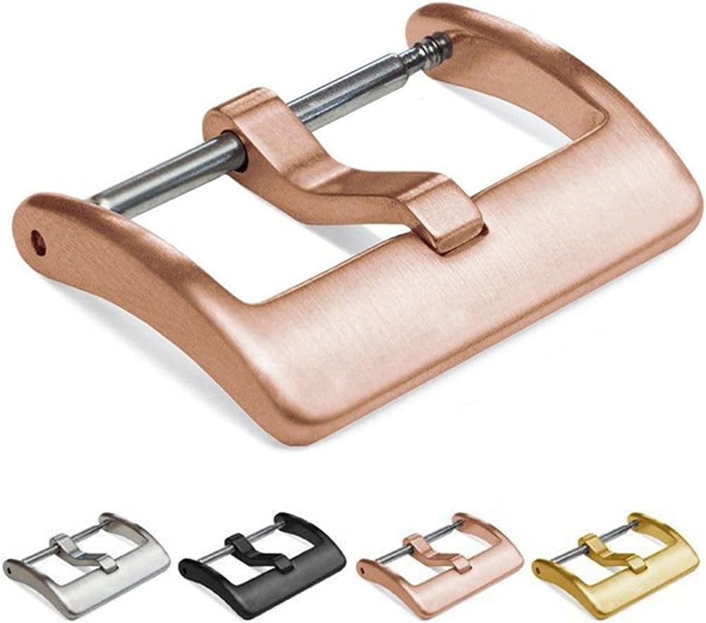 Watch Band Replacement Buckle -Silver/Black/Gold/Rose Gold Brushed 316L Stainless Steel - 16mm, 18mm, 20mm, 22mm & 24mm for Leather Silicone Nylon Canvas Watch Bands
