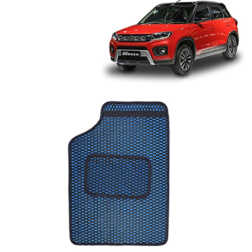 Image of Kingsway Dotted Design Car Floor Foot Mats Universal Fit for Maruti Suzuki Vitara Brezza, Model Year : 2020-2022, Water and Dustproof, Color Blue, Set of 5 Pieces