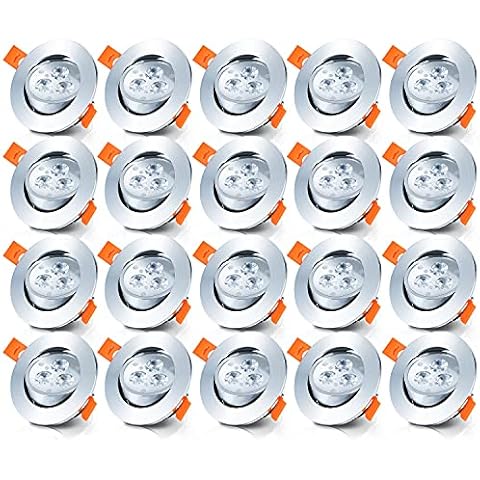 Yakimz 20er 3W LED Einbaustrahler, 230V flach Bad LED Spot Ersetzt 30W Halogen Cover