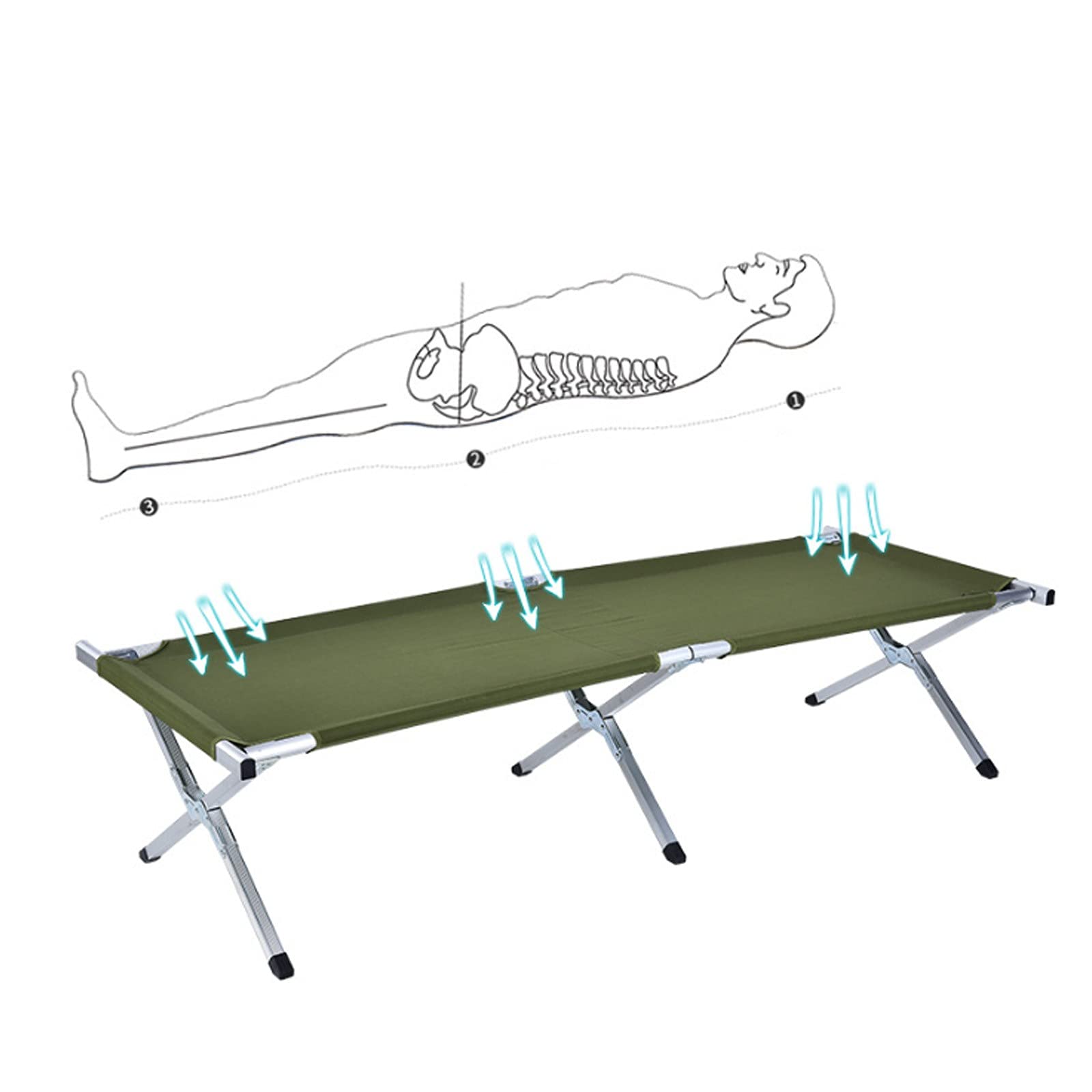 Letto Pieghevole Portatile 190x62x38 Cm Lettino Da Campeggio Pieghevole LZQ Portatile - Portata 250kg, 190x62cm, Con Borsa E Tasca Laterale Lettino Escursionismo 250kg