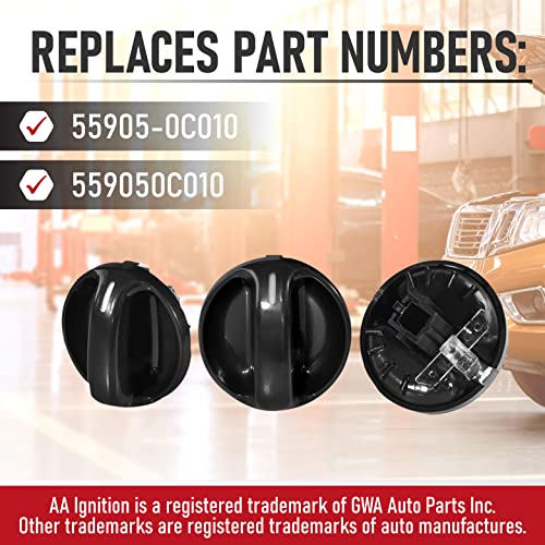 Ac Climate Control Knob Set Of 3, Replaces 55905-0C010, 559050C010 - Compatible With Toyota Tundra 2000, 2001, 2002, 2003, 2004, 2005, 2006 - Air Conditioner Replacement Switch #TOP2