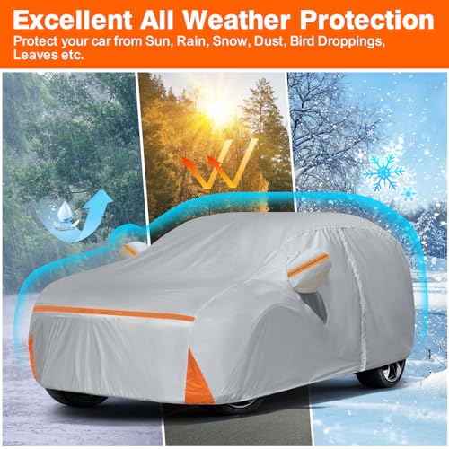 Image of Car Cover for 2012-2024 Audi Q3 /RS Q3, Waterproof Custom-fit All Weather Sun Rain UV Dust Snow Protection Outdoor Q3 Full Car Cover with Door Zipper and Cotton Lining-Gray