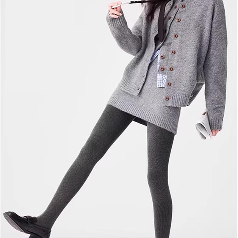 1 Pair of Slimming Vertical Stripe Mid-Thick Long Socks, Dark Gray3