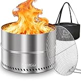 HGD 20 inch Smokeless Firepit Outdoor, Portable Smokeless Fire Pit for Camping with Travel Bag, Stainless Steel Wood Burning Stove for Backyard & Patio, Easy Setup & Compact Storage
