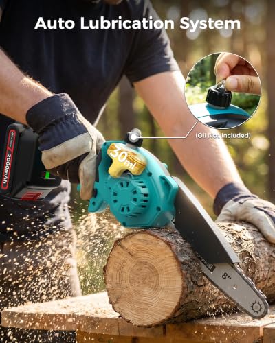 Image of 8 inch Electric Mini Chainsaw for Wood Cutting, 1000W Brushless Motor